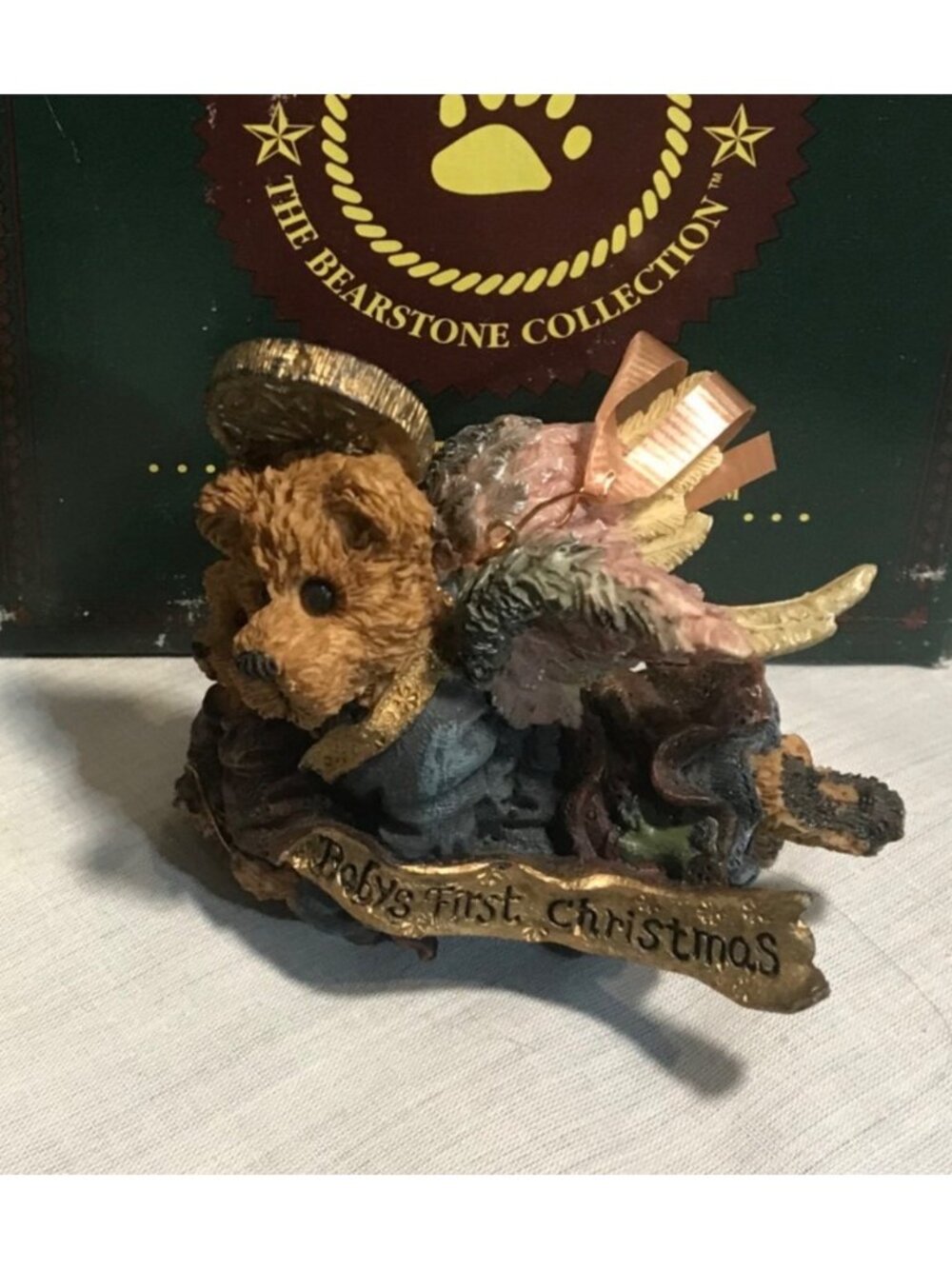 Boyds Bears Baby First Christmas Bearstone Ornament Matthew Kip Angel